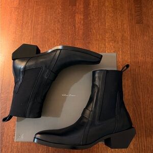 Rick Owens Black Leather Ankle Boots